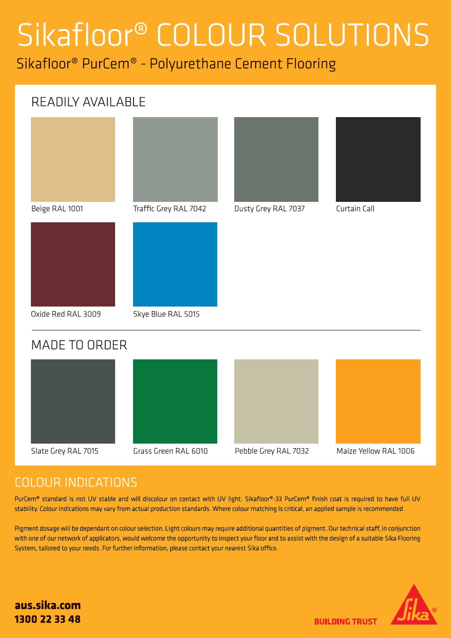 Colour Card - Sikafloor Purcem Colour Solutions