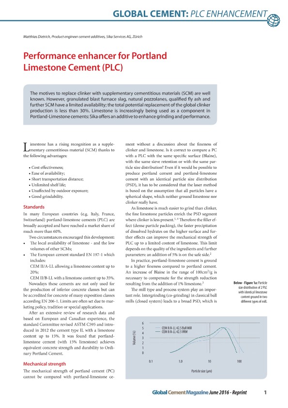 Performance Enhancer for Portland Limestone Cement (PLC)